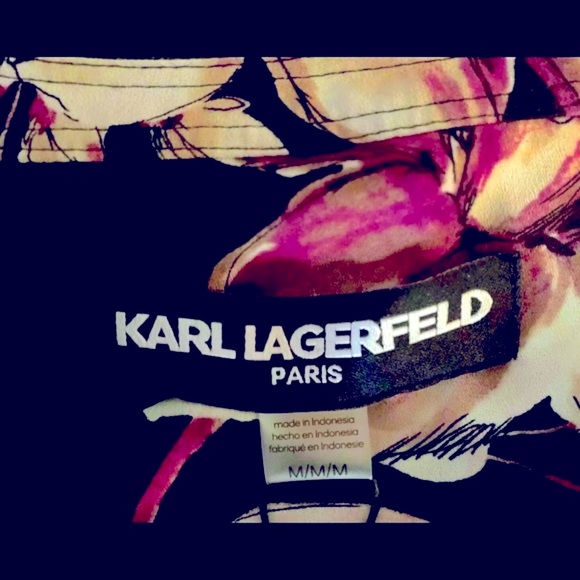 NWT KARL LAGERFELD PARIS RUFFLE Floral Blouse Sz M - Picture 5 of 5